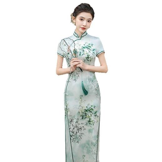WX-ZS-25011春季新款真丝旗袍中式桑蚕丝连衣裙手工缝制送考宴席日常可穿 商品图4
