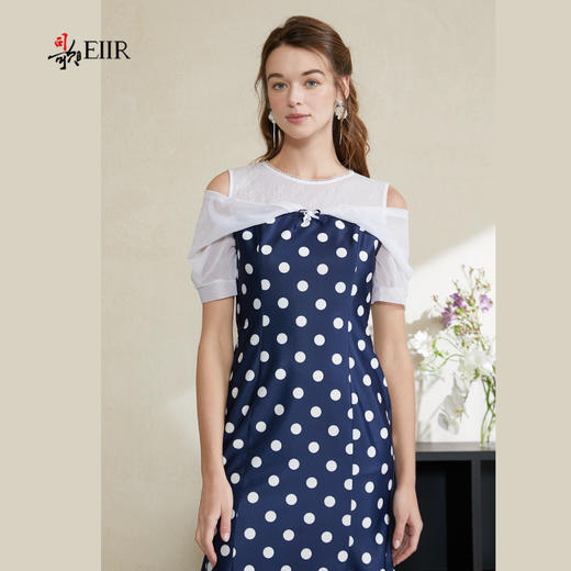 司歌波点鱼尾裙连衣裙紧身短袖显瘦A911100X 商品图1