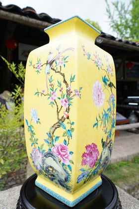 帝王黄扒花花鸟四方镶器