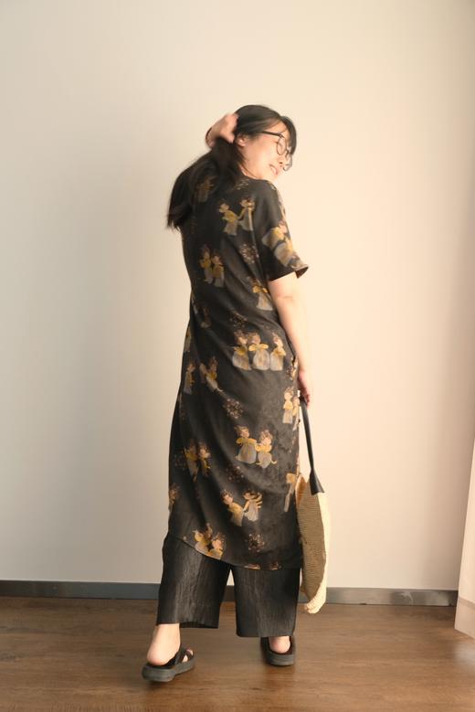 米马成衣 香云纱桑蚕丝中式旗袍 真丝连衣裙 商品图1