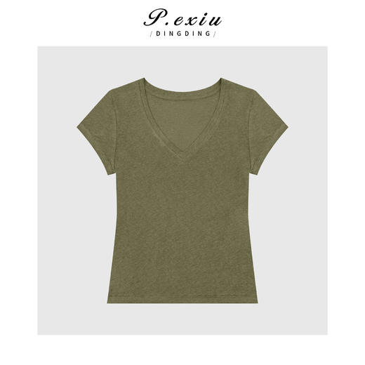 PanYiXiu/潘依绣亚麻清凉感舒适透气百搭短袖T恤 WH00323 商品图1