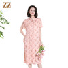 佐尔美夏季新款时尚气质印花桑蚕丝短袖连衣裙女M42LS47 商品缩略图0