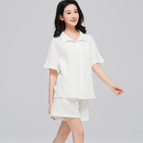 素道有机彩棉100%棉女士家居服 有机认证短袖套装 轻薄居家灯笼裤