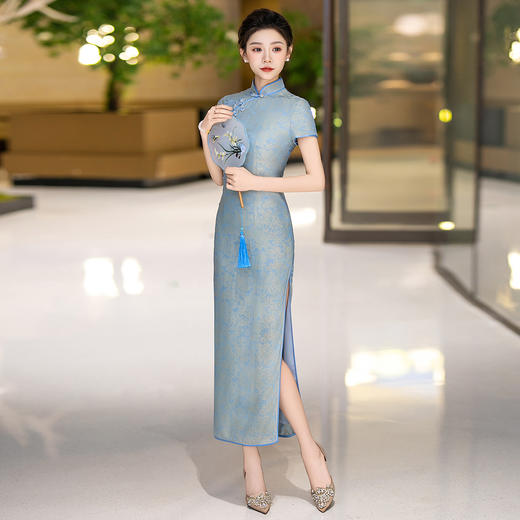 WX-2025春季新款真丝旗袍中式桑蚕丝连衣裙手工缝制送考宴席日常可穿 商品图0