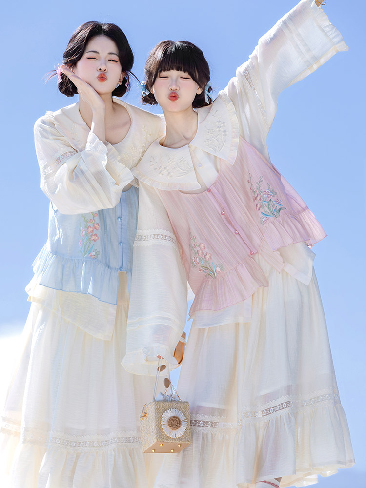 【重回汉唐晓梦翩翩】娃娃领衬衫马甲半身裙明制改良新中式汉服女