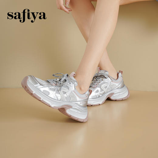 Safiya/索菲娅2025透气网面烫钻时尚百搭厚底休闲增高老爹鞋 SFD3112423 商品图4