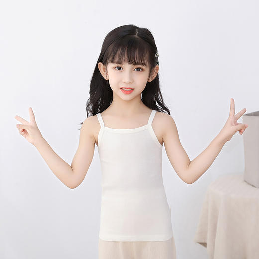  素道有机彩棉 纯棉儿童A类背心 纯色男童工字 女童吊带无袖背心 商品图2