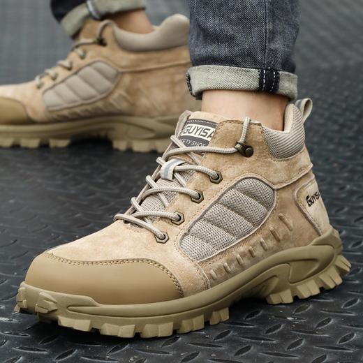 劳保鞋男防砸防刺穿鞋工装反绒时尚轻便四季款工作鞋 商品图3