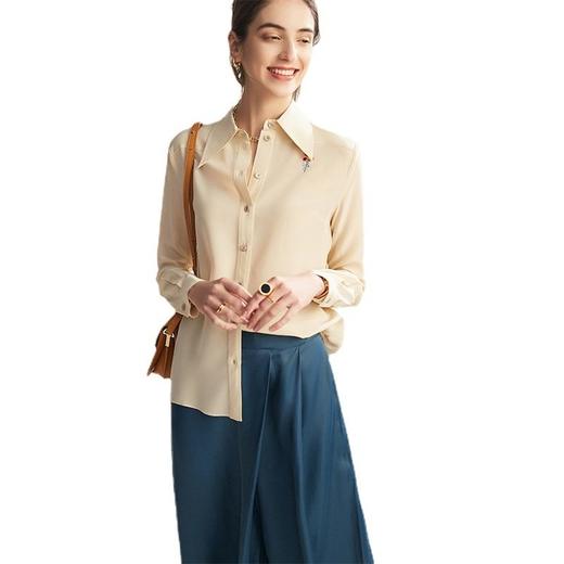 真丝衬衫女重磅桑蚕丝衬衣2024春夏新款夏季刺绣小众通勤长袖上衣 商品图4