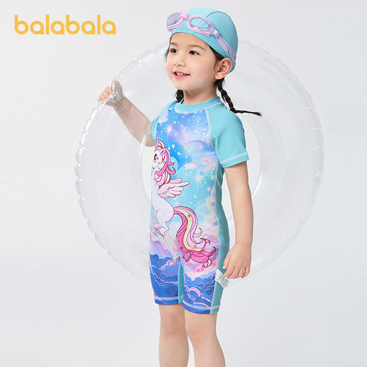 【商场同款】巴拉巴拉女童泳衣连体儿童泳装小童防晒耐氯甜美高弹 商品图0
