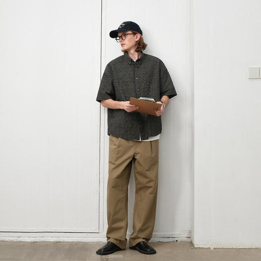 714street泡泡纱格子短袖衬衫男25春夏新款宽松轻薄透气情侣衬衣 商品图4