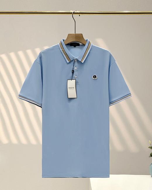 哈吉斯polo衫 ！2025年新款英伦夏季男装双条间色领POLO衫 商品图4