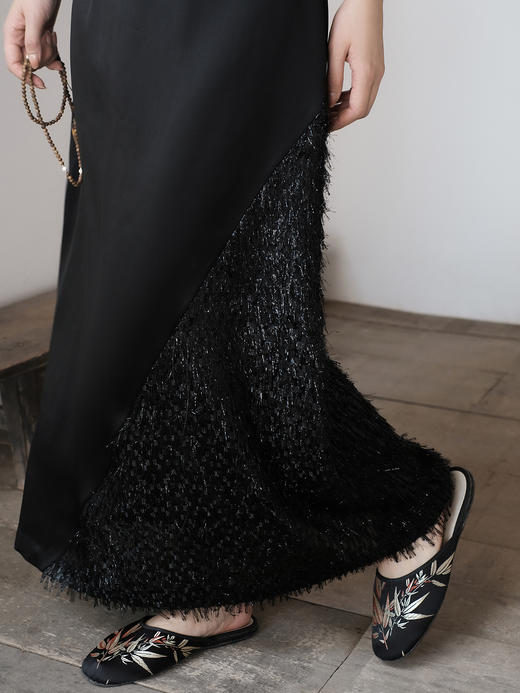 盛唐牡丹| 法式串珠重缎香云纱长裙 商品图6