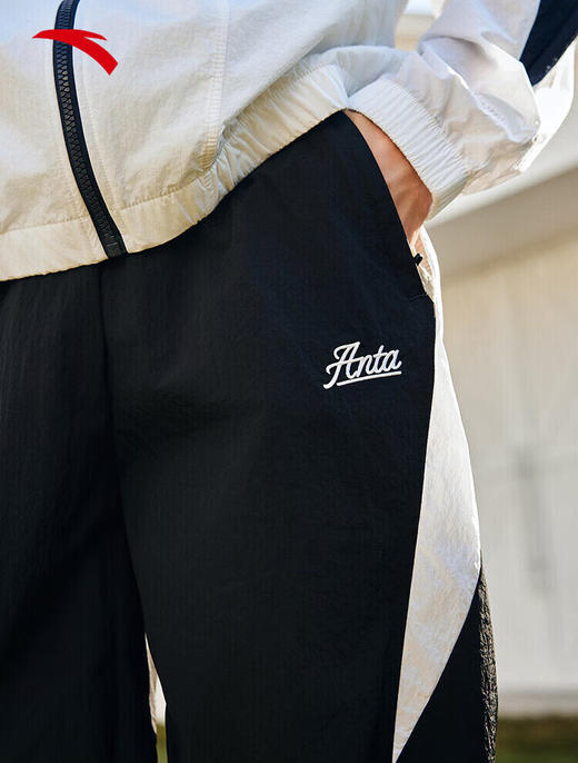 安踏（ANTA）【王一博同款】梭织运动长裤男美式复古休闲裤152438516 基础黑-1 商品图4