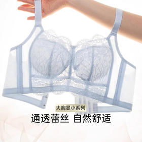 D2-【B-E杯】【大胸显小】润微超薄透气大胸显小全罩杯舒适显小调整型内衣不凸点收副乳文胸   花融啵啵
