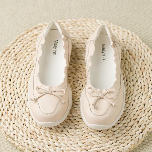 随单送船袜2双，15天左右发货【🌸粉色芭蕾优雅风，休闲鞋一脚蹬】帮面牛皮，内里羊皮，鞋底橡胶，34-40，鞋跟高3.5厘米，优雅芭蕾舞鞋楦型结合舒适运动大底，优雅与休闲巧妙结合，鞋口松紧带，穿得牢 商品图0