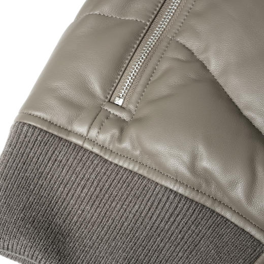 ROMI STUDIO腔调穿搭115g白鹅绒羊皮＋羊毛螺纹皮衣羽绒服23AWW502 商品图4