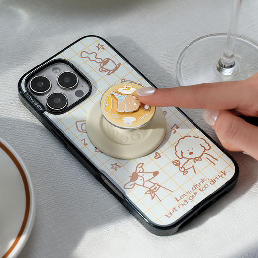 【上菜了! À Table!】派对进行时 PopSockets x gula 联名系列 POPGRIP泡泡骚手机粘贴式气囊支架 Backspin旋转系列 黄色 小狗 面包 卡通 商品图1
