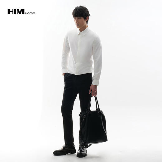 HIM漢崇  时尚男士修身长袖衬衫舒适透气方领商务正装 2025春季 商品图1
