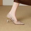 【预售5天】网纱烫钻拼接单鞋，细跟性感缕空宴会礼服尖头高跟鞋MLS&A1027 商品缩略图2