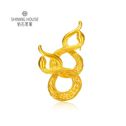 【 巳来运转系列 】钻石世家 足金钻石耳饰  象征财运富贵长寿的灵蛇纹融入吉祥元素，黄金与闪耀钻石的时尚设计蕴藏金蛇庇护，蛇来运转的巧思【黄金产品不支持无理由退换货】预计3-5天发货 商品图0