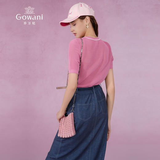 乔万尼冰丝针织衫女夏新款短袖薄款EM2M889 商品图4