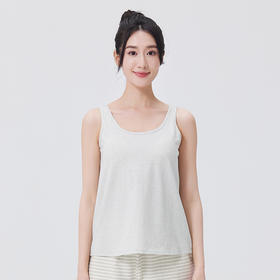 素道有机彩棉女士无袖胸垫背心 免穿内衣运动衫 纯色固定胸垫内衣