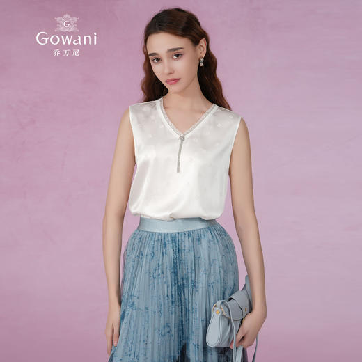 乔万尼真丝无袖小衫桑蚕丝t恤背心简约ET2H232 商品图2