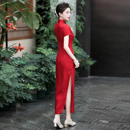 WX-ZS-25011春季新款真丝旗袍中式桑蚕丝连衣裙送考宴席日常 ZS-25011 商品图1