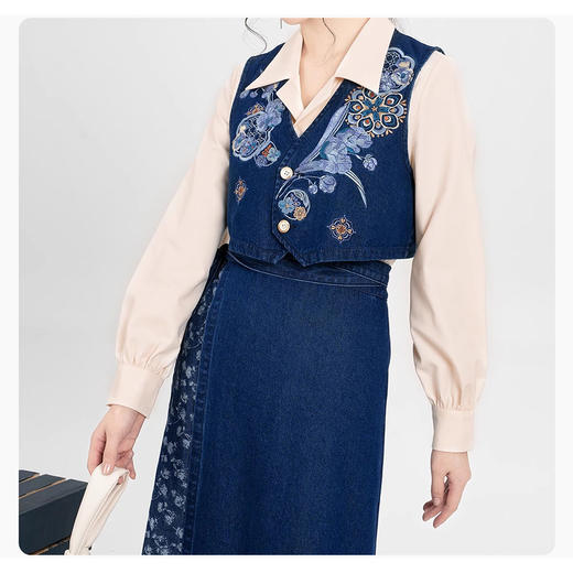 裁缝学苑AQ455短款马甲翻领衬衫毛边牛仔半裙套装纸样女装样板图纸 商品图7