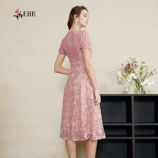 司歌绣花蕾丝连衣裙短袖修身端庄大方A911105x 商品图3