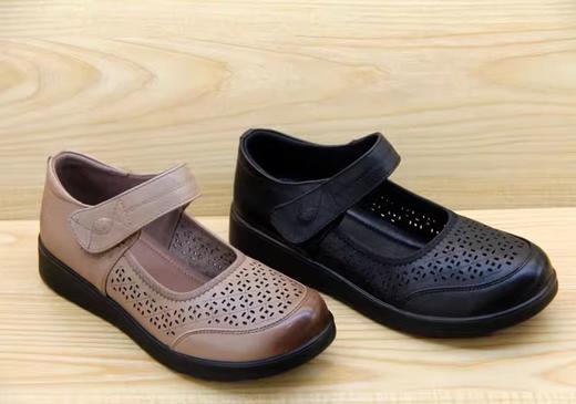 豪行2023年夏23294365真皮透气镂空冲孔平底休闲鞋超轻盘带粘扣女 商品图4