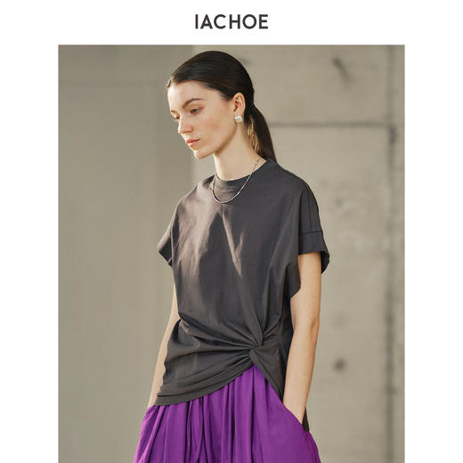 棉仓3531501036-IACHOE纽结短袖T恤 商品图3