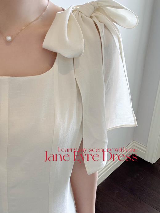 随身携带我的风景 | Jane Eyre简爱 高级洋装面料 显瘦收腰剪裁蝴蝶结装饰连衣裙 奶油杏 商品图5