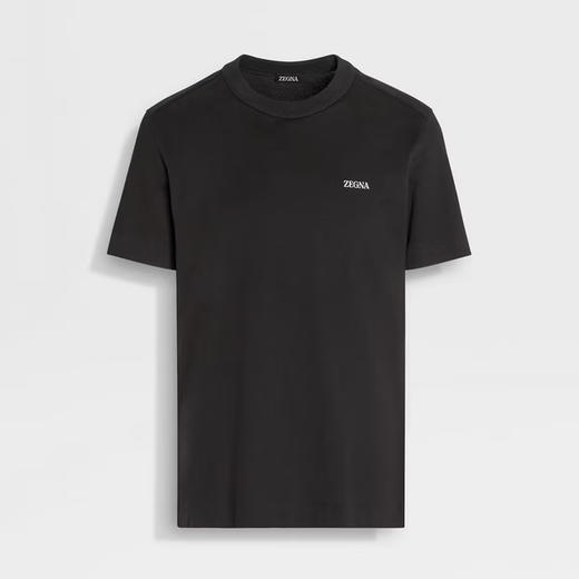 【二】ZEGNA 杰尼亚 男士字母徽标刺绣棉质圆领短袖T恤 黑色 E7360A5 B760 K09 商品图0