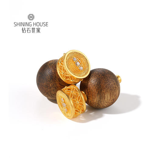 【钜惠价】【沉香黄金】【香遇·摩登系列】钻石世家 足金钻石耳环 古韵沉香与华贵黄金碰撞组合 汇聚非遗之美【黄金产品不支持无理由退换货】预计3-5天发货 商品图2