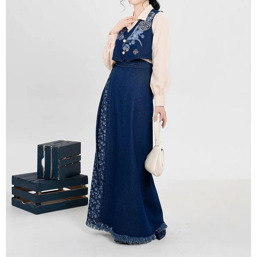 裁缝学苑AQ455短款马甲翻领衬衫毛边牛仔半裙套装纸样女装样板图纸 商品图1