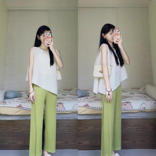 三宅褶皱上衣！2025新款小众设计感女装！A字不规则薄款无袖圆领T恤女款！ 商品图1