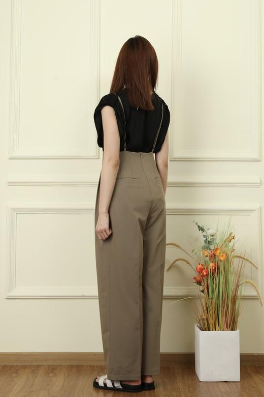 LNNNS 卡其色高腰宽松阔腿背带裤 18205 商品图3