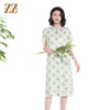 佐尔美夏季新款时尚气质印花桑蚕丝短袖连衣裙女M42LS47 商品缩略图1