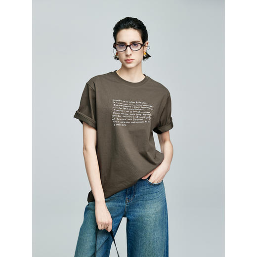 棉仓362601006-初棉艺术字母印花宽松短袖T恤 商品图0