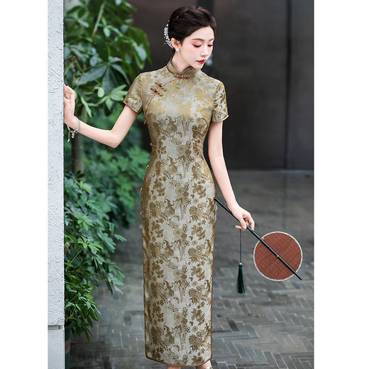 WX-2025春季新款真丝旗袍中式桑蚕丝连衣裙手工缝制送考宴席日常可穿 商品图2