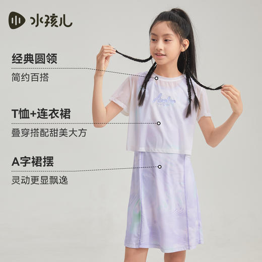 【防晒凉感】水孩儿女童连衣裙套装夏季新款儿童短袖T恤女孩裙子 商品图2