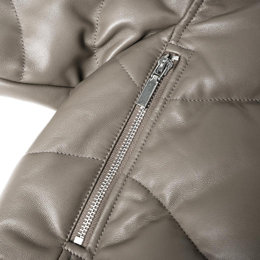 ROMI STUDIO腔调穿搭115g白鹅绒羊皮＋羊毛螺纹皮衣羽绒服23AWW502 商品图3