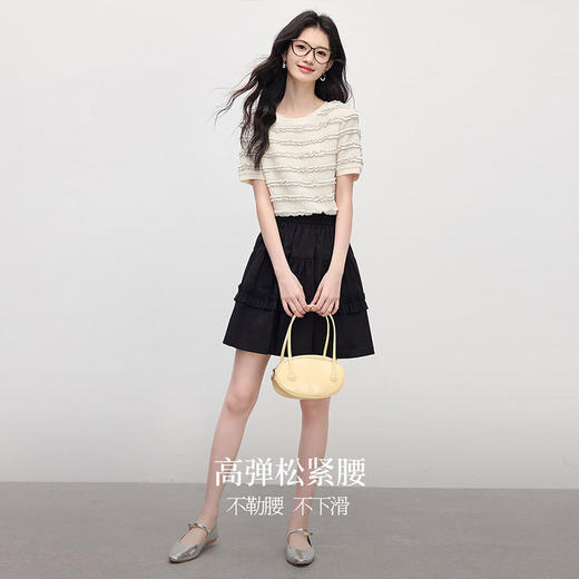 【专属特价】熙世界白色蛋糕短裙半身裙女2025夏季新款小个子木耳花边a字裙子 商品图2