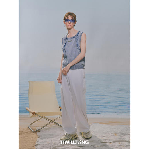 启世录TIWILLTANG“邬影窒烬”水洗罗纹马甲夏季透气针织背心男 商品图2