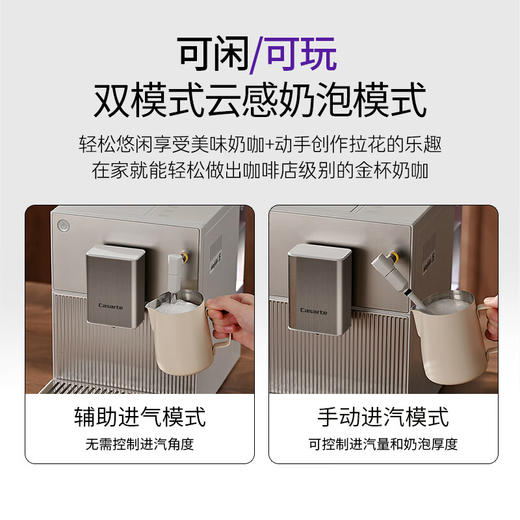 【金杯mini】海尔卡萨帝小型家用意式全自动智能咖啡机现研磨一体AI智萃19bar泵压研磨自动奶泡家用咖啡机EQ201L 商品图4