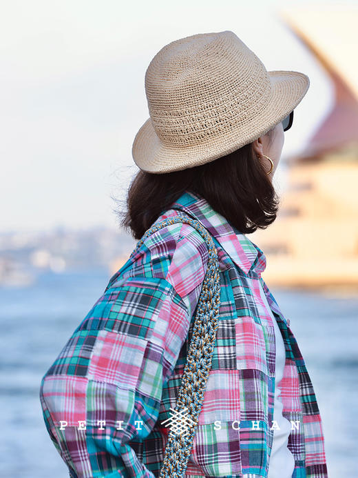 PETIT SCHAN小闪 #083  La La City 爱乐之城 手工编织纸草镂空度假感草帽小礼帽 商品图3