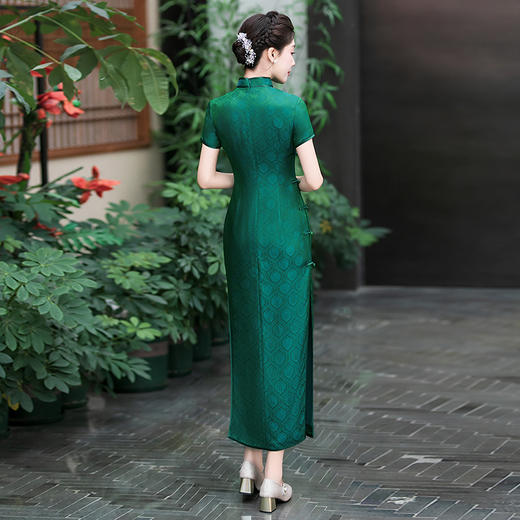WX-25002春季新款真丝旗袍中式桑蚕丝连衣裙手工缝制送考宴席日常可穿 商品图4
