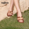 Safiya/索菲娅2025时尚露趾金属扣方头复古休闲玛雅风平底拖SFD2110367 商品缩略图5